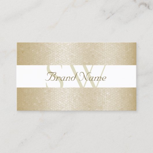 Zeer elegant Parelkleurig en wit met monogram kwal Visitekaartje (Voorkant)