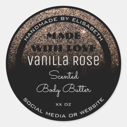 Zeer elegant productlabel zwart Gold Glitter Rain Ronde Sticker (Voorkant)