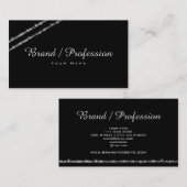 Zeer elegant Shimmery Silver Glitter Stars Black Visitekaartje (Voorkant / Achterkant)