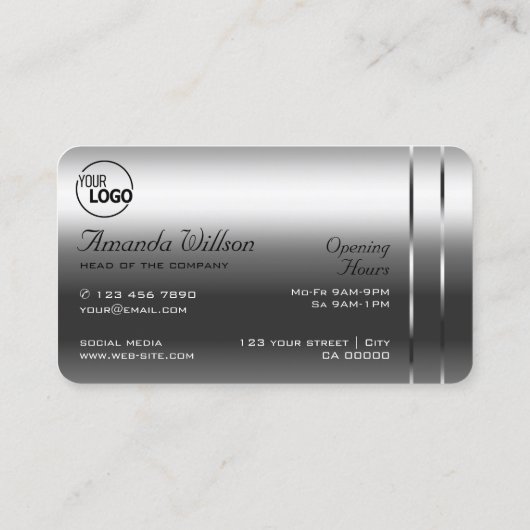 Zeer Elegant Silver Shimmery Diamonds en Logo Visitekaartje (Achterkant)