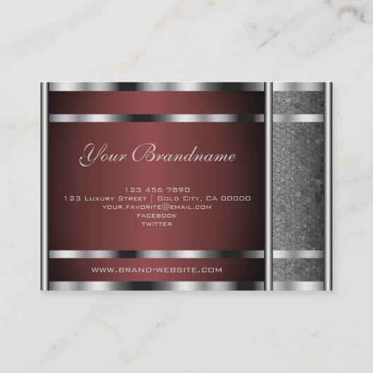 Zeer elegant slangenpatroon Chrome Silver Effect Visitekaartje (Achterkant)