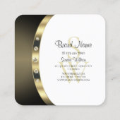 Zeer elegant wit en goud met Monogram Diamanten Vierkante Visitekaartje (Achterkant)