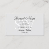 Zeer elegant wit licht pasta grijs met monogram visitekaartje (Achterkant)