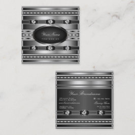 Zeer elegant zwart en zilvereffect bij diamanten vierkante visitekaartje