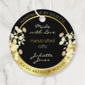 Zeer elegant zwart Floral en Gold Lijst Hartelijk  Bedankjes Labels (Achterkant)
