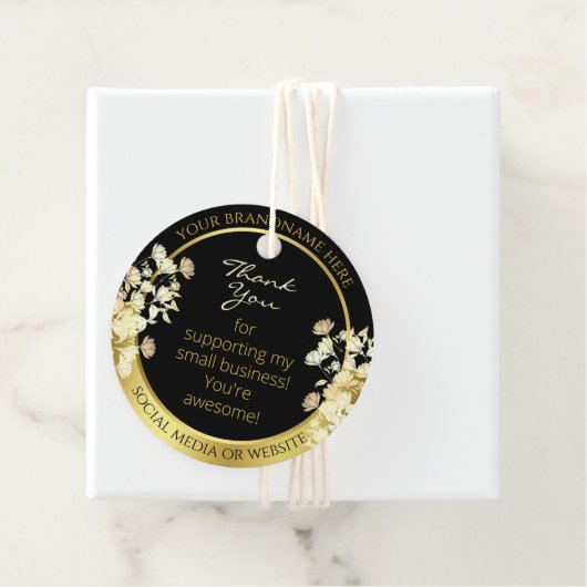 Zeer elegant zwart Floral en Gold Lijst Hartelijk Bedankjes Labels (In situ)