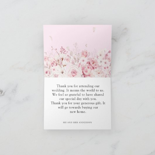 Zeer elegante Blush Pink Waterverf Weddenschap Bedankkaart (Binnen)