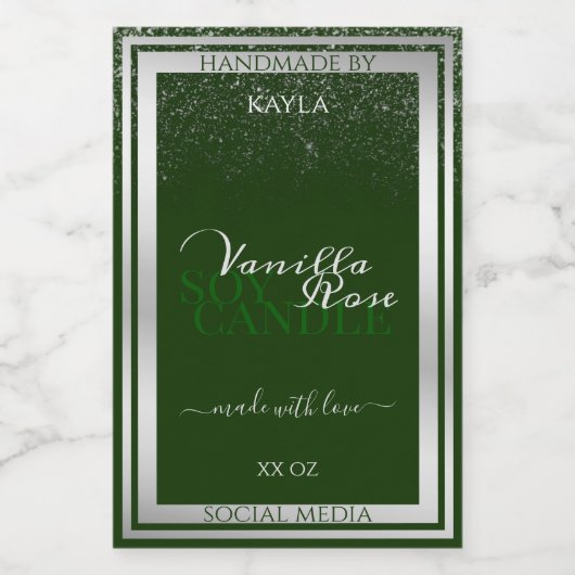 Zeer elegante, donkergroene en zilverproductlabels voedselcontainer etiket (Enkel label)