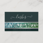 Zeer elegante donkergroene zilveren glitter Foto L Visitekaartje (Voorkant)