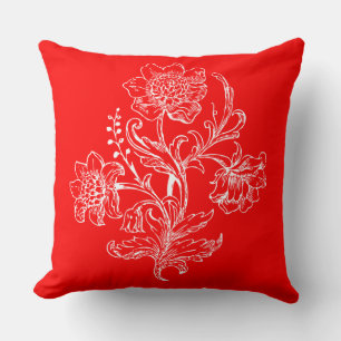 Zeer Elegante Moderne Rode en Vintage Bloemen Kussen