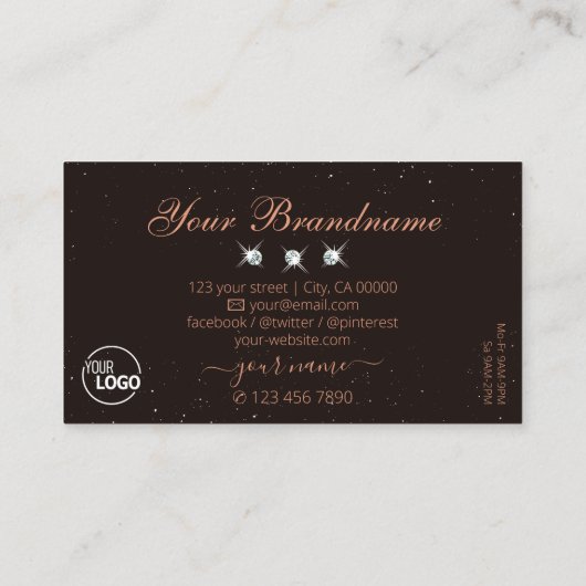 Zeer elegante zwarte bruinkooldiamanten voegen Log Visitekaartje (Achterkant)