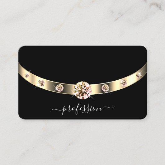 Zeer elegante zwarte en gouden mousserende diamant visitekaartje (Voorkant)