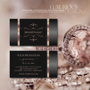 Zeer elegante zwarte en Roos Gold  Ornamenten Visitekaartje