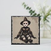 Zeer eng griezelig pop halloween feest kaart (Staand voorkant)