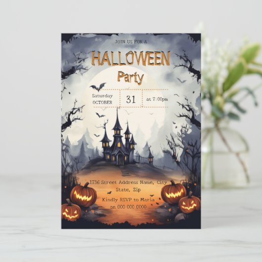 Zeer eng Halloween feest Kaart (Staand voorkant)