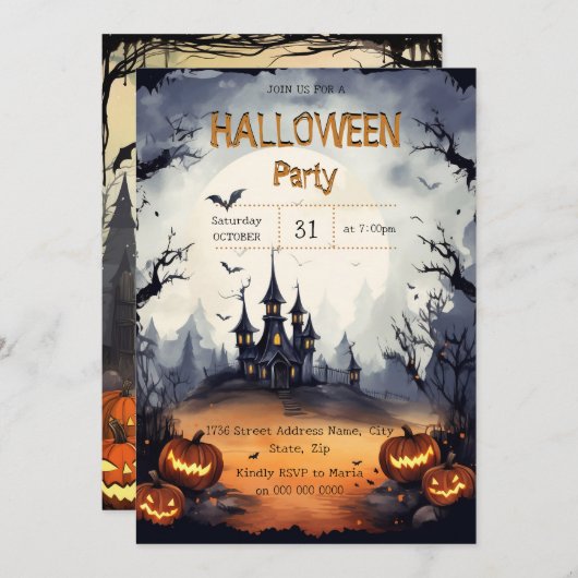 Zeer eng Halloween feest Kaart (Voorkant / Achterkant)