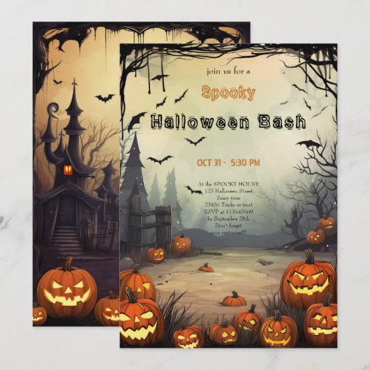 Zeer eng Halloween feest Kaart (Voorkant / Achterkant)