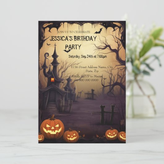 Zeer eng Halloween Verjaardagsfeest Kaart (Staand voorkant)