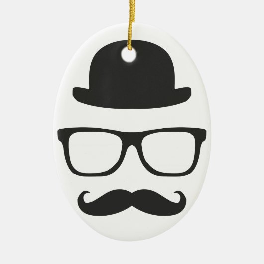 Zeer Engelse Mustache Keramisch Ornament (Voorkant)