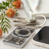 Zeer ernstige pug sleutelhanger (Voorkant Rechts)