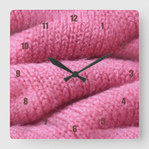 Zeer fijn en ongewoon Roze wol Vierkante Klok
