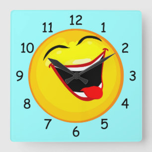 Zeer fijn en zeer gelukkig Emoticon/Emoji Vierkante Klok