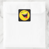 Zeer fijn en zeer gelukkig Emoticon/Emoji Vierkante Sticker (Tas)