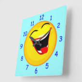 Zeer fijn en zeer gelukkig moticon/Emoji Blue Num Vierkante Klok (Hoek)