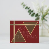 Zeer fijn kerstrood bruin goud briefkaart (Staand voorkant)