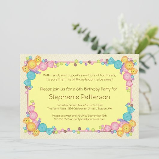 Zeer fijn Snoep Gedekte Kindergeboortedag Kaart (Staand voorkant)