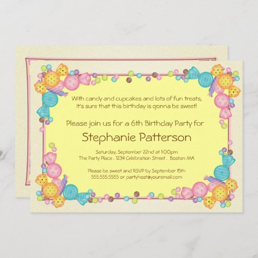 Zeer fijn Snoep Gedekte Kindergeboortedag Kaart (Voorkant / Achterkant)