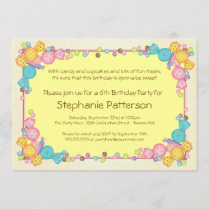 Zeer fijn Snoep Gedekte Kindergeboortedag Kaart