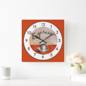 Zeer Fun Espresso Vierkante Klok (Huis)