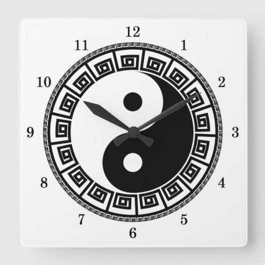 Zeer Fun Yin en Yang Vierkante Klok (Voorkant)