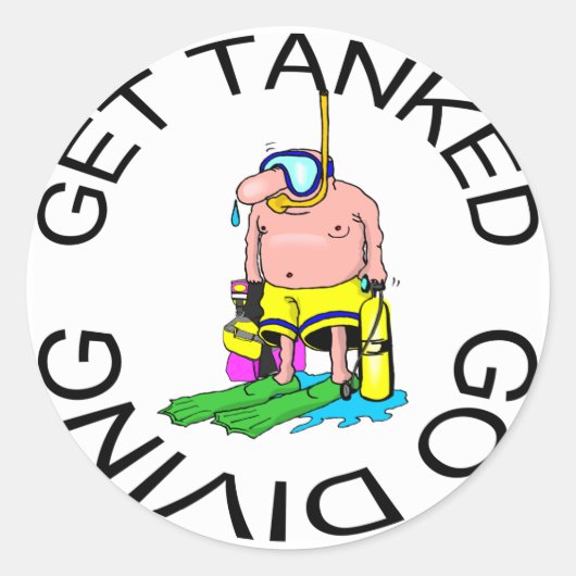 Zeer Funny SCUBA Diving Ronde Sticker (Voorkant)