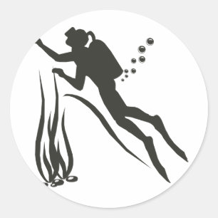 Zeer Funny SCUBA-duiker Ronde Sticker