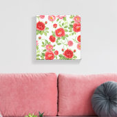 Zeer gedetailleerd naadloos bloemmotief canvas afdruk (Insitu (Woonkamer))