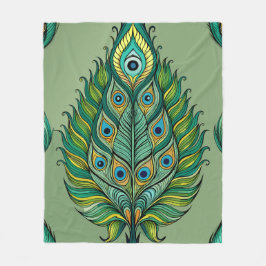 Zeer gedetailleerd patroon van pauwenveren fleece deken