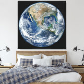 Zeer gedetailleerde aarde | Blauw marmer Canvas Afdruk (Insitu (Slaapkamer))