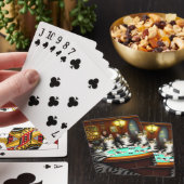 Zeer gedetailleerde katten spelen poker pokerkaarten (Insitu)