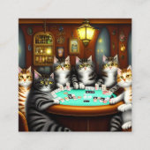 Zeer gedetailleerde katten spelen poker vierkante visitekaartje (Voorkant)