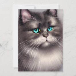 Zeer gedetailleerde Perzische Kat Digital Triptych Feestdagenkaart