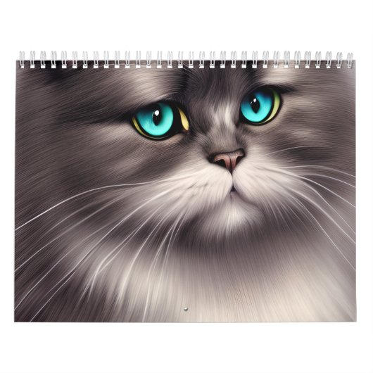 Zeer gedetailleerde Perzische Kat Digital Triptych Kalender (Hoes)