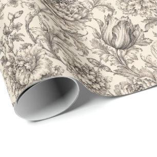 Zeer gedetailleerde victoriaanse botanische gravur cadeaupapier