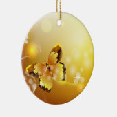 Zeer geel, vlinder en bubbels keramisch ornament (Rechts)