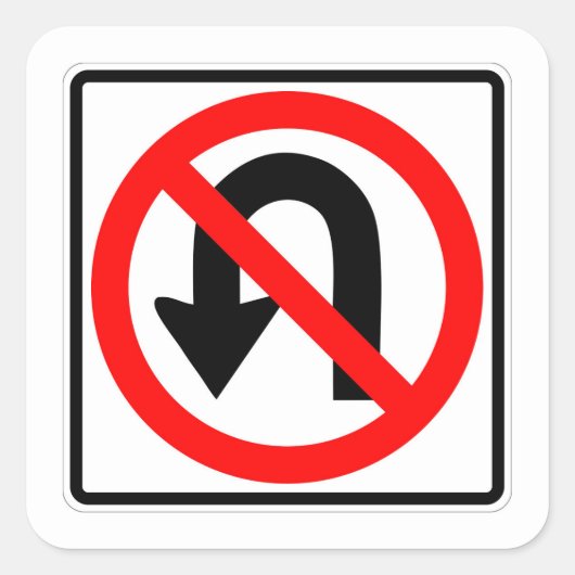 Zeer gefingeerd Klassiek Geen U Draai Sign Sticker (Voorkant)