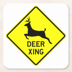Zeer gefingeerde klassieke deer Crossing Sign Onde Kartonnen Onderzetters
