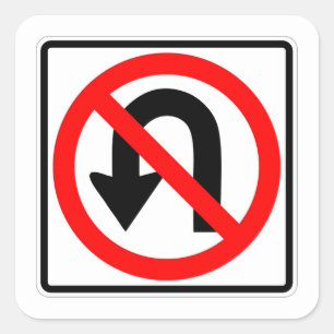 Zeer gefingeerde klassieke Geen U-draaischijver Vierkante Sticker