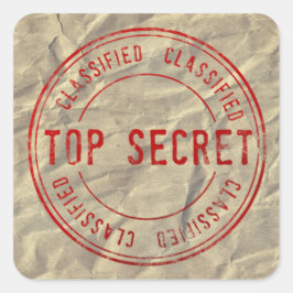 Zeer geheim geclassificeerd op gekreukeld kraftpap vierkante sticker