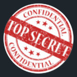 Zeer geheim Vertrouwelijk Stempel White Stars Red Ronde Sticker<br><div class="desc">Aankondiging van baby annucemnet Verloving Wedstrijd nietigverklaring Speciaal geheim privacy</div>